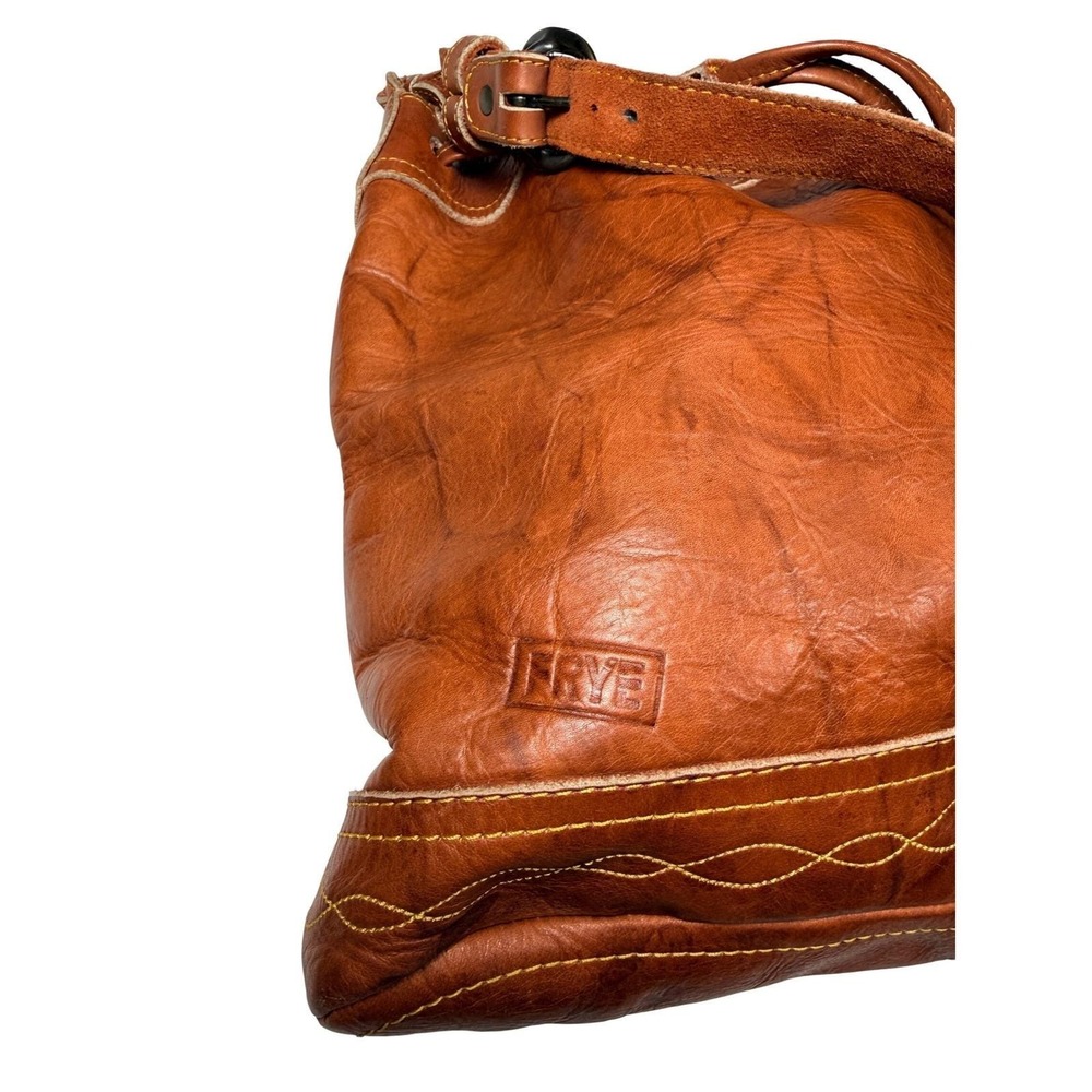 Rare Frye Vintage Cognac Leather Drawstring Bucket Bag Crossbody DB501 Mexico - Picture 14 of 15